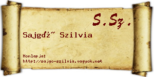 Sajgó Szilvia névjegykártya
